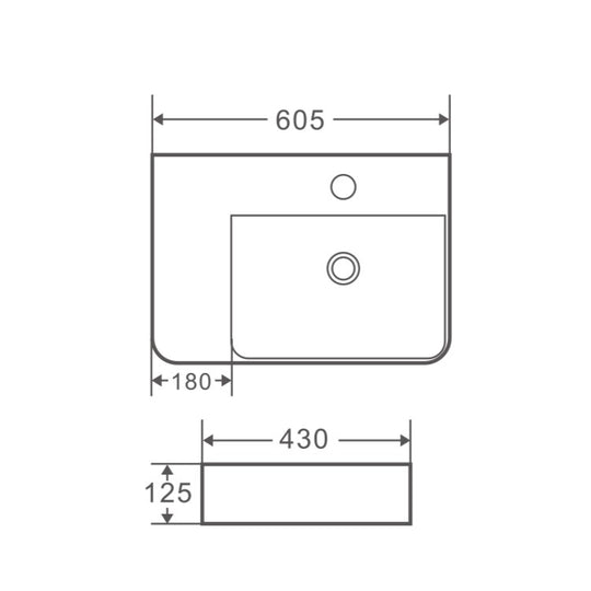 Vento 60ML Wall-Hung Rectangular Basin