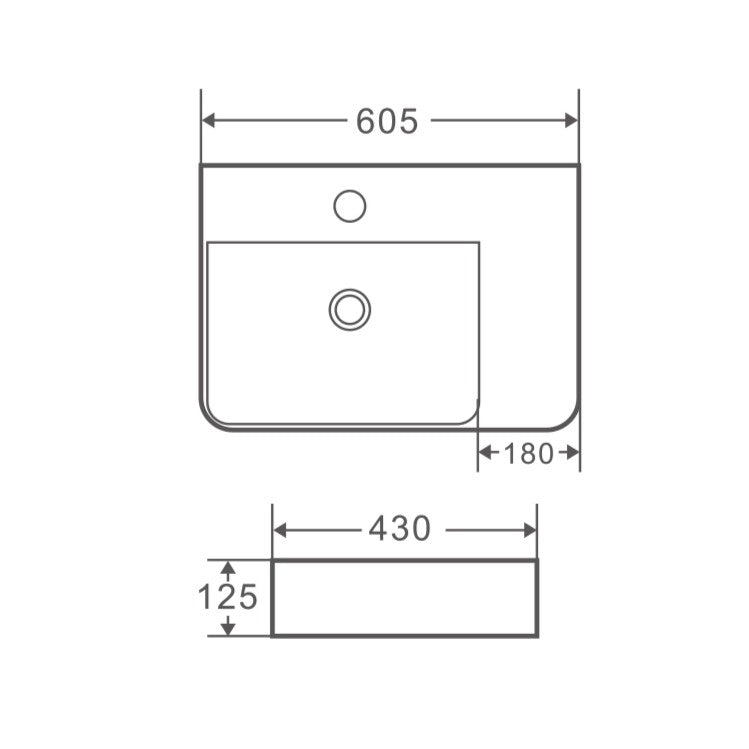 Vento 60MR Wall-Hung Rectangular Basin