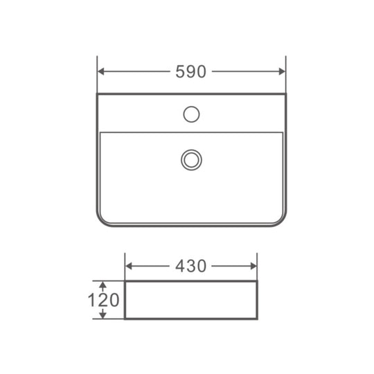 Vento 60M Wall-Hung Rectangular Basin