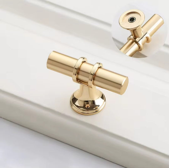 T Bar Knob 50mm – Gold Finish