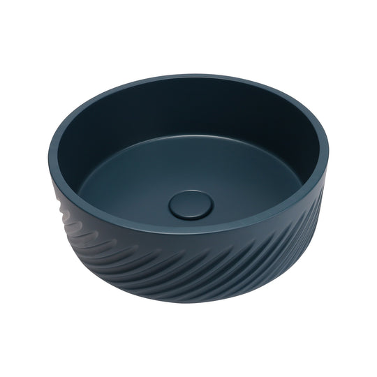 VIVO 38 Concrete Round Countertop Basin - Blue Water