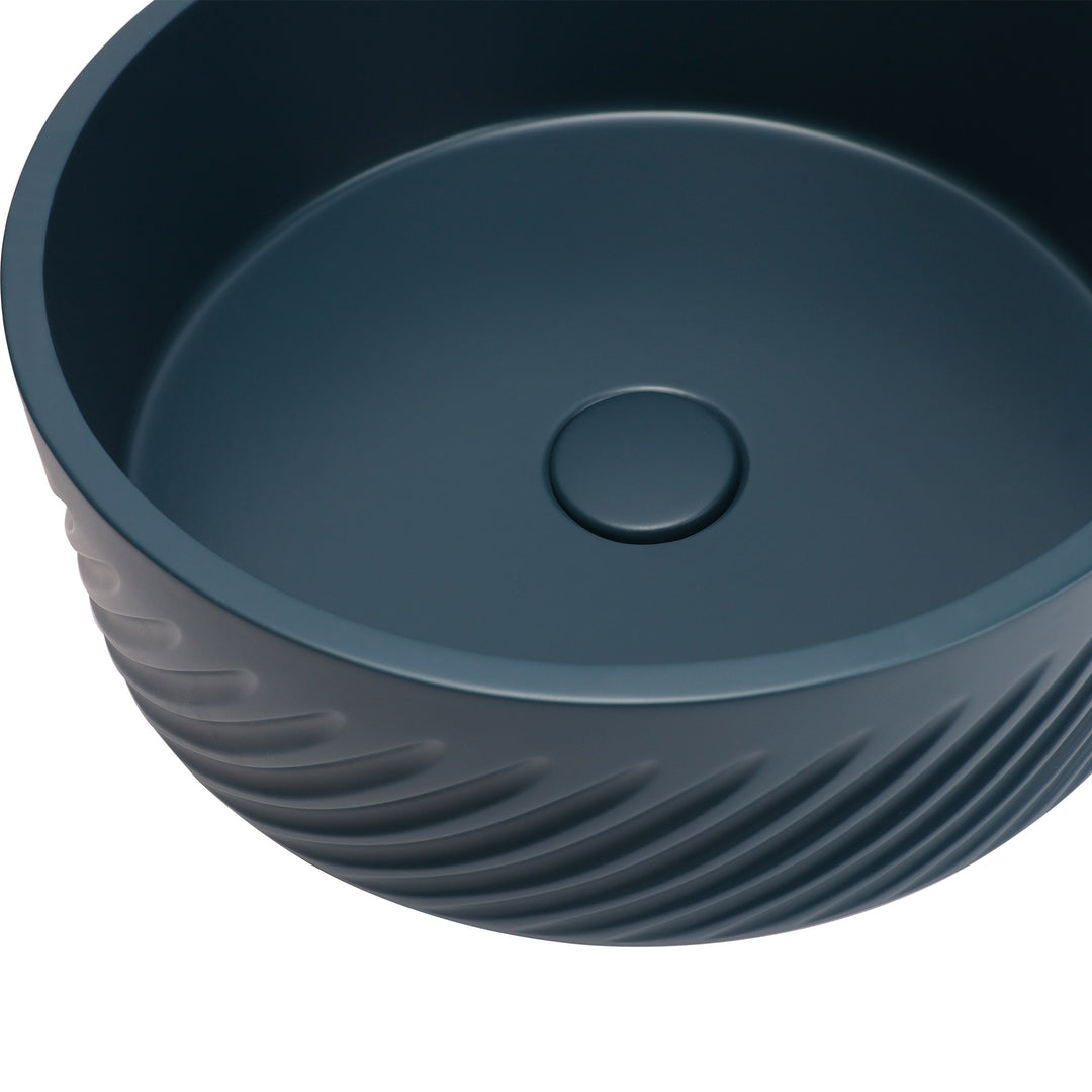 VIVO 38 Concrete Round Countertop Basin - Blue Water