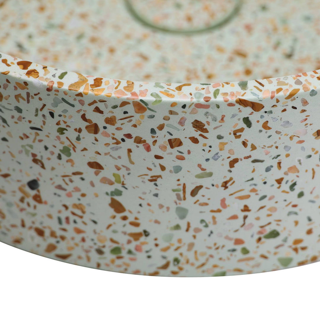 VIVO 39 Concrete Round Countertop Basin - Green Terrazzo