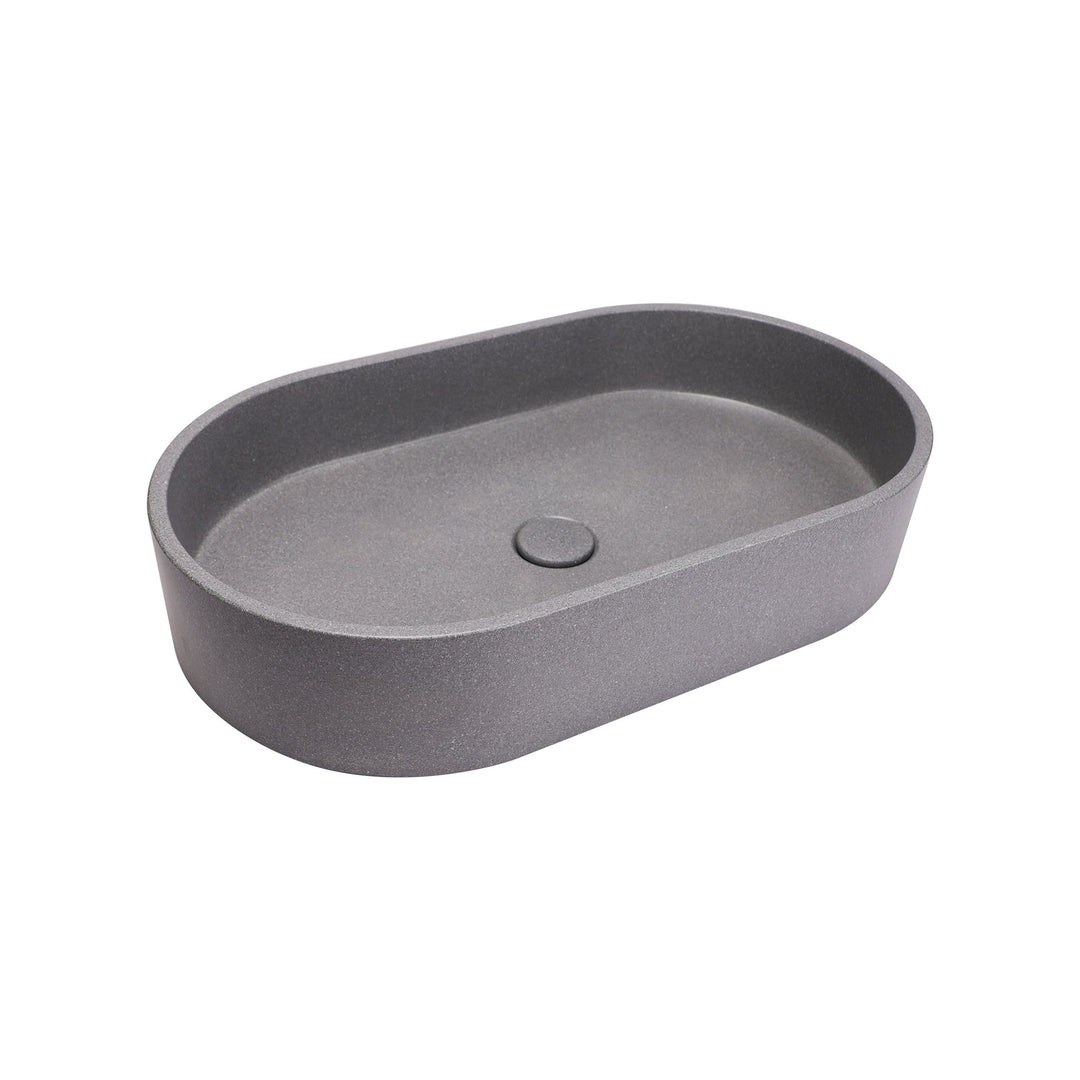 VIVO 60 Concrete Oval Countertop Basin - Light Grey Sandstone