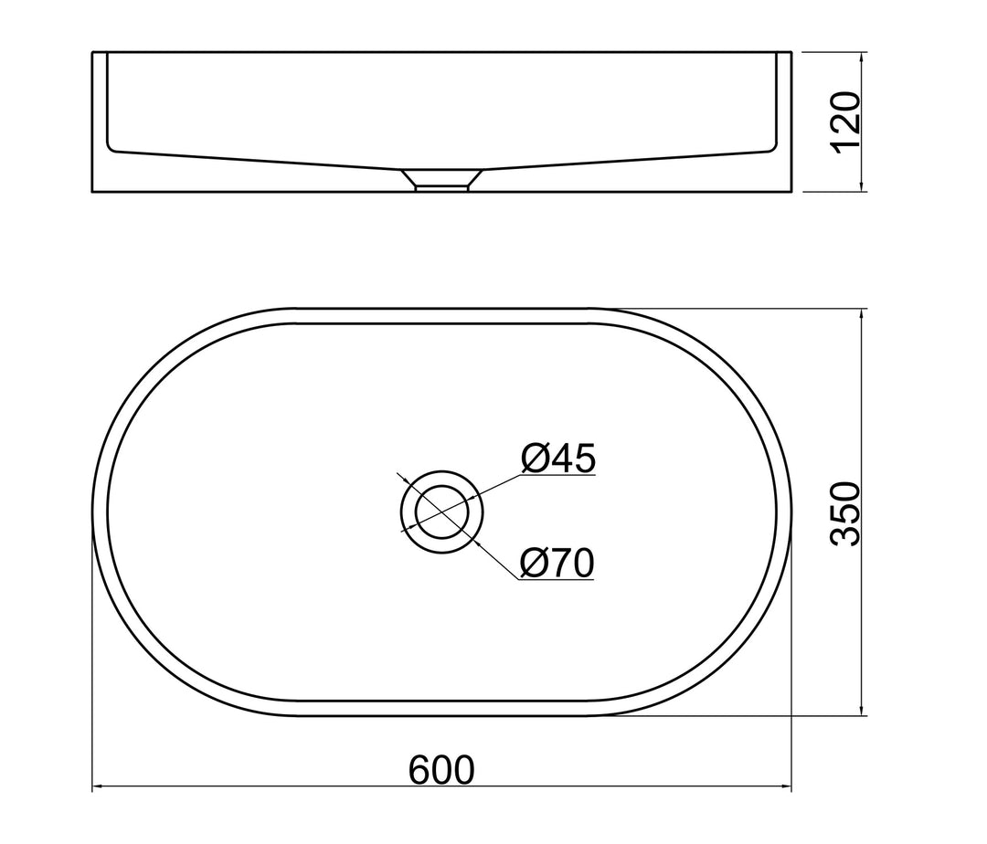 VIVO 60 Concrete Oval Countertop Basin - Light Grey Sandstone