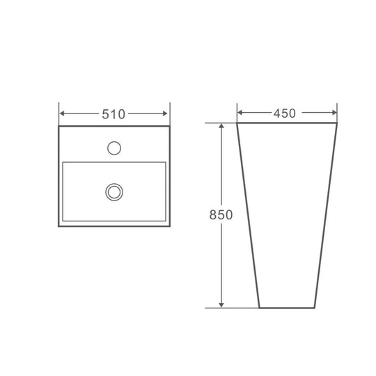 Zento 51 Freestanding Rectangular Pedestal Basin