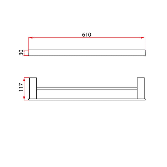 ZEN Series Double Towel Bar 24” – Matt Chrome