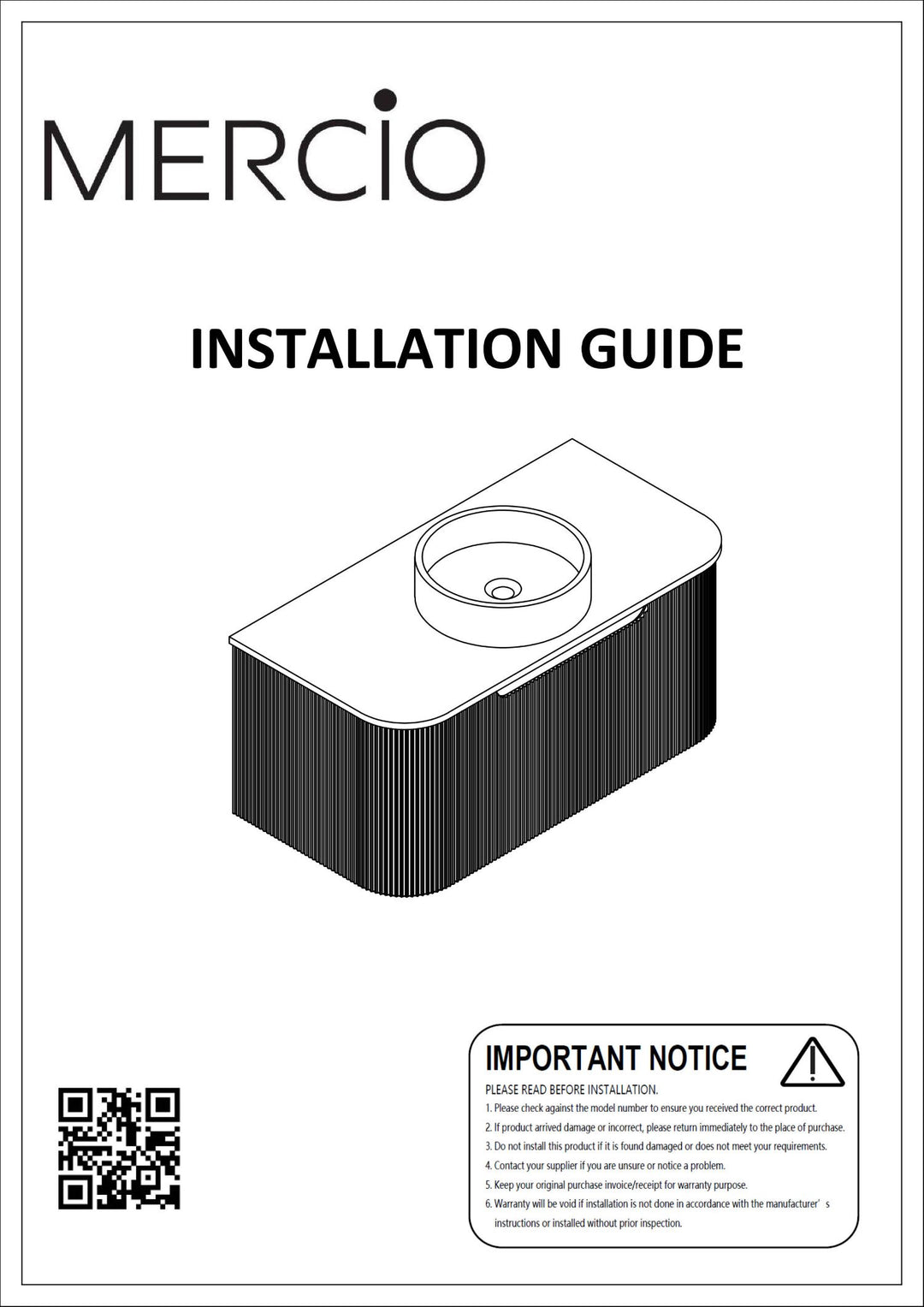 ROME 600, 750 & 900 Vanity – Installation Instructions